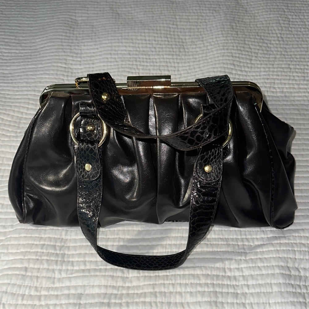 Aldo Brown  Leather Shoulder Bag with Gold Accents